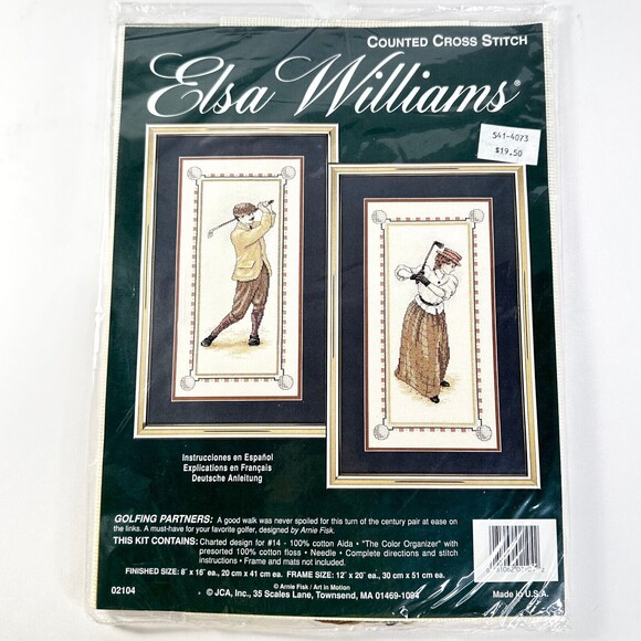 Counted Cross Stitch Elsa Williams Golfing Parners by Arnie Fisk Sealed - Picture 1 of 5